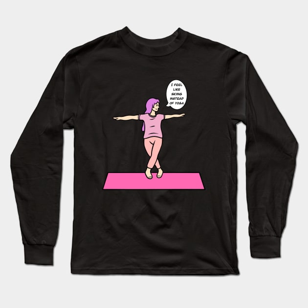 Yoga Standing Spinal Twist Pose Long Sleeve T-Shirt by Andrew Hau